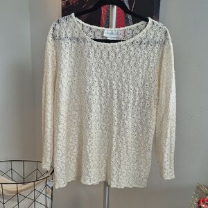 Women's Vintage Cream Lace Top